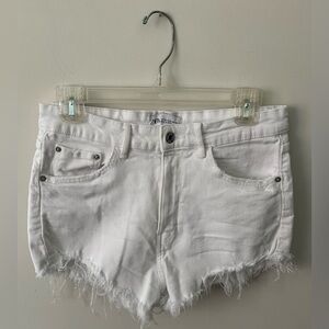 Zara White Frayed Hem Jean Shorts